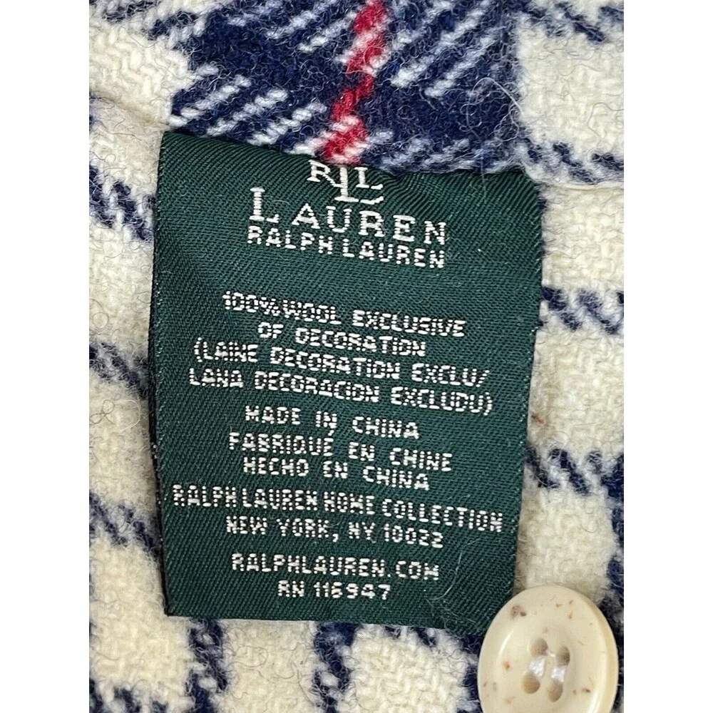 Lauren Ralph Lauren 100% Wool 24x24 Plaid Sham Pillow Covers Set of 2 - Picture 8 of 9